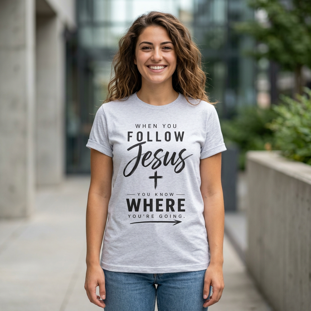 Follow Jesus Tee - "When You Follow Jesus You Know Where You’re Going" Christian T-Shirt