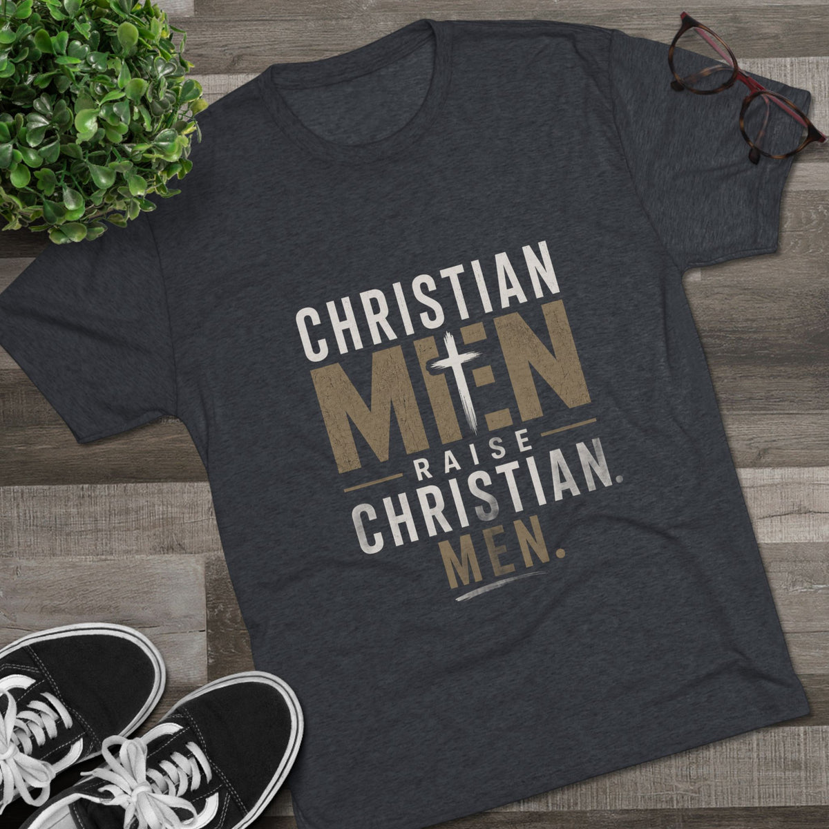 Christian Men Tee — "Christian Men Raise Christian Men." Inspirational Faith Shirt
