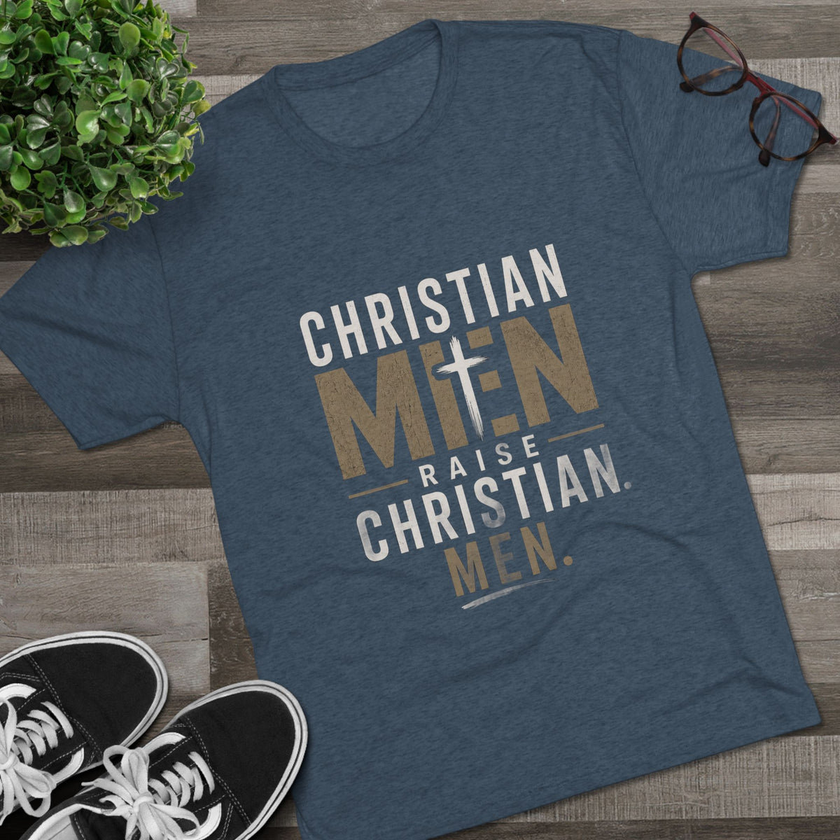 Christian Men Tee — "Christian Men Raise Christian Men." Inspirational Faith Shirt